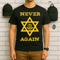 Never Again Support Israel Jewish Star Of David Idf Logo T-Shirt