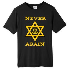 Never Again Support Israel Jewish Star Of David Idf Logo Tall Fusion ChromaSoft Performance T-Shirt