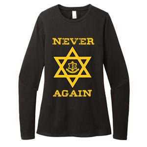 Never Again Support Israel Jewish Star Of David Idf Logo Womens CVC Long Sleeve Shirt