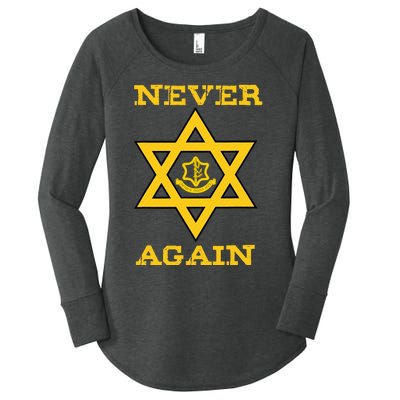 Never Again Support Israel Jewish Star Of David Idf Logo Women's Perfect Tri Tunic Long Sleeve Shirt