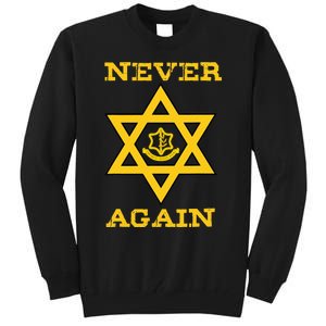 Never Again Support Israel Jewish Star Of David Idf Logo Tall Sweatshirt