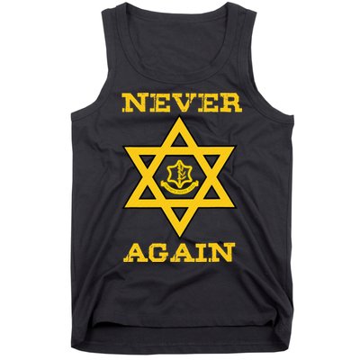 Never Again Support Israel Jewish Star Of David Idf Logo Tank Top