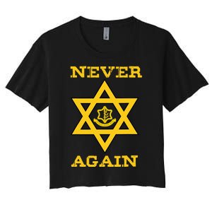 Never Again Support Israel Jewish Star Of David Idf Logo Women's Crop Top Tee