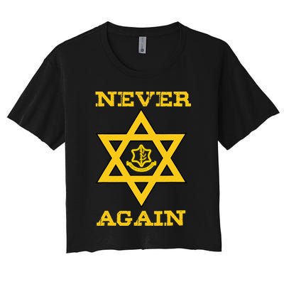 Never Again Support Israel Jewish Star Of David Idf Logo Crop Top