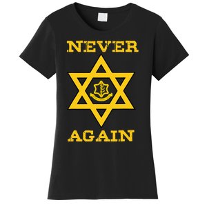 Never Again Support Israel Jewish Star Of David Idf Logo Women's T-Shirt