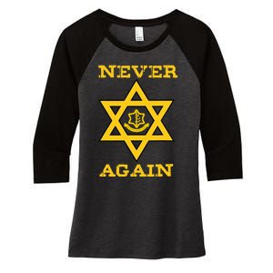 Never Again Support Israel Jewish Star Of David Idf Logo Women's Tri-Blend 3/4-Sleeve Raglan Shirt