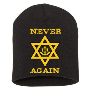 Never Again Support Israel Jewish Star Of David Idf Logo Short Acrylic Beanie