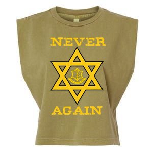 Never Again Support Israel Jewish Star Of David Idf Logo Garment-Dyed Women's Muscle Tee