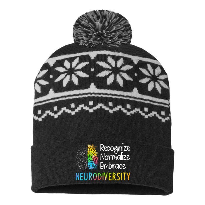 Neurodiversity Autism Spectrum Asd Adhd Rainbow Brain USA-Made Snowflake Beanie