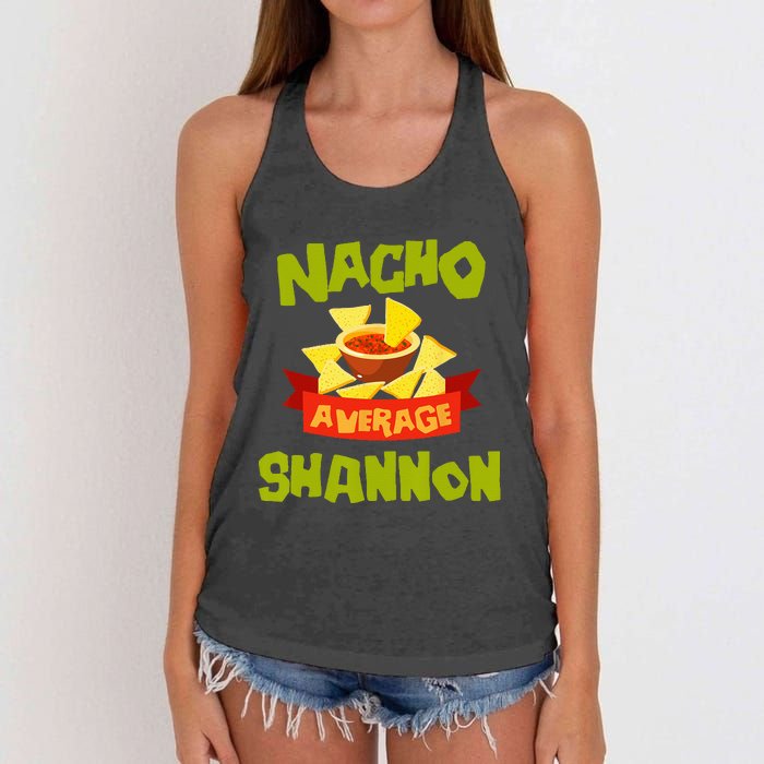 NACHO AVERAGE SHANNON Funny Birthday Personalized Name Gift Women's Knotted Racerback Tank