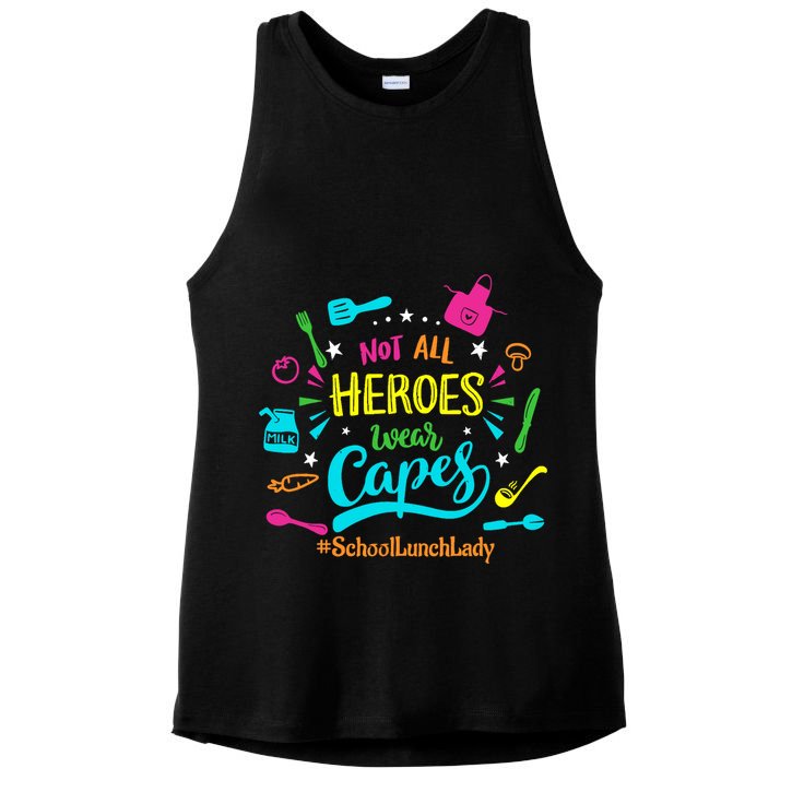 Not All Superheroes Wear Capes Lunch Lady Cafeteria Worker Ladies PosiCharge Tri-Blend Wicking Tank