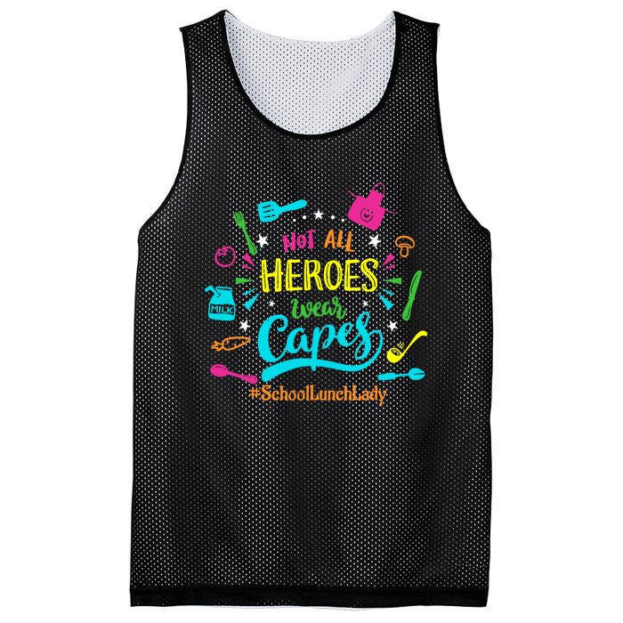 Not All Superheroes Wear Capes Lunch Lady Cafeteria Worker Mesh Reversible Basketball Jersey Tank