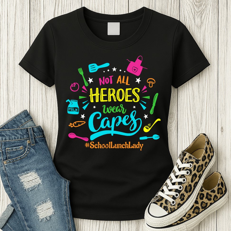 Not All Superheroes Wear Capes Lunch Lady Cafeteria Worker Womens T-Shirt