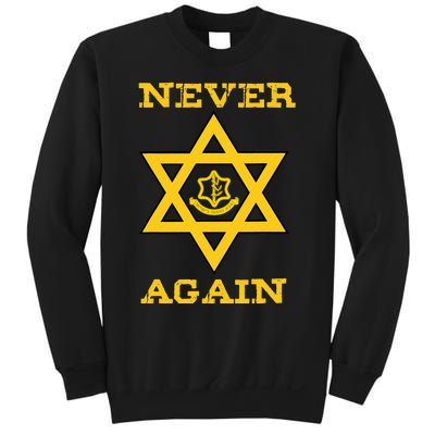 Never Again Support Israel Jewish Star Of David Idf Logo Sweatshirt