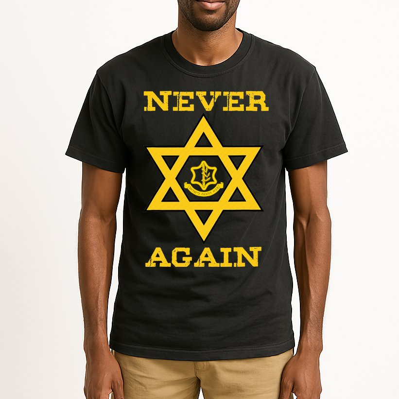 Never Again Support Israel Jewish Star Of David Idf Logo Tall T-Shirt