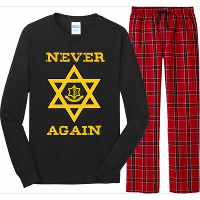 Never Again Support Israel Jewish Star Of David Idf Logo Long Sleeve Pajama Set