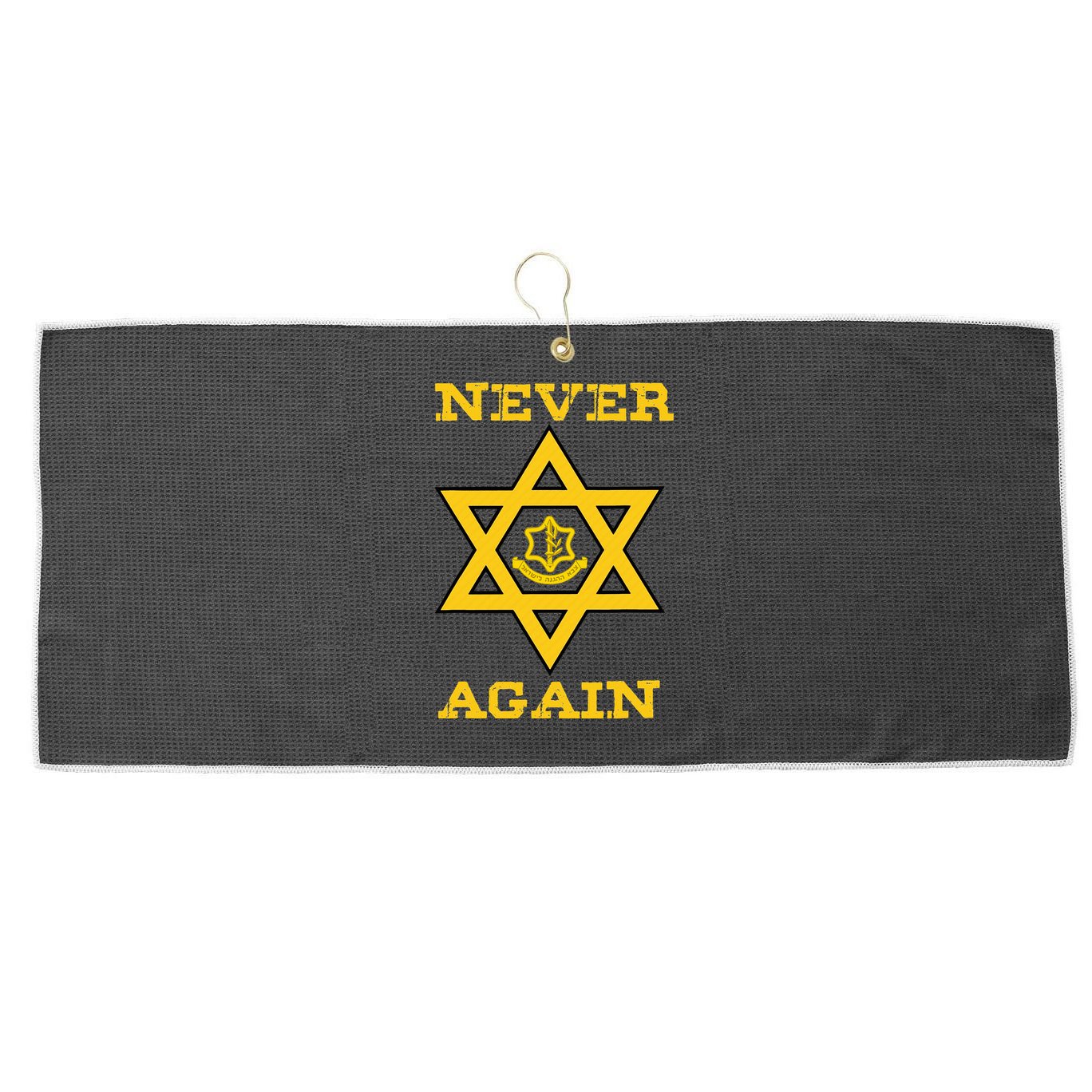 Never Again Support Israel Jewish Star Of David Idf Logo Large Microfiber Waffle Golf Towel