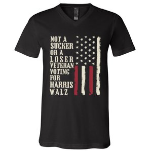 Not A Sucker Or A Loser Veterans Voting For Harris Walz 2024 V-Neck T-Shirt