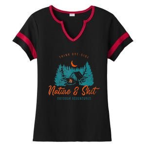 Nature And Shit Hiking Camping Nature Lover Ladies Halftime Notch Neck Tee