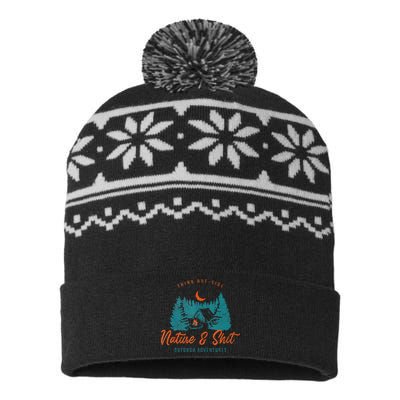 Nature And Shit Hiking Camping Nature Lover USA-Made Snowflake Beanie