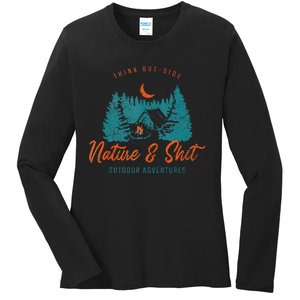 Nature And Shit Hiking Camping Nature Lover Ladies Long Sleeve Shirt