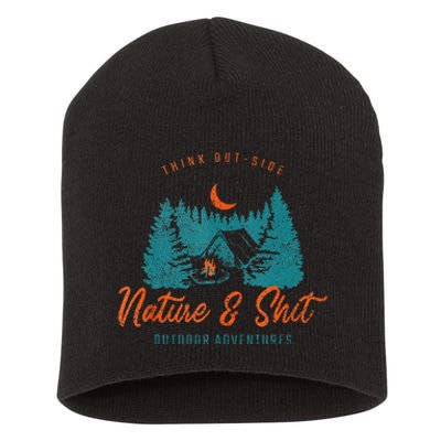 Nature And Shit Hiking Camping Nature Lover Short Acrylic Beanie