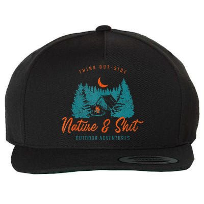 Nature And Shit Hiking Camping Nature Lover Wool Snapback Cap