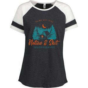 Nature And Shit Hiking Camping Nature Lover Enza Ladies Jersey Colorblock Tee