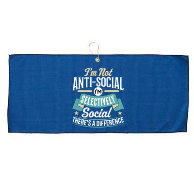 Not Antisocial, Sarcastic Humor, Sarcasm Large Microfiber Waffle Golf Towel