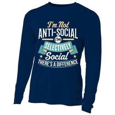 Not Antisocial, Sarcastic Humor, Sarcasm Cooling Performance Long Sleeve Crew