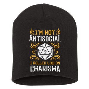 Not Anti Social Low Charisma Funny Rpg Gamer Short Acrylic Beanie