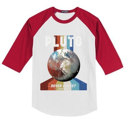 Nerdy Astronomy Space Science Vintage Never Forget Pluto Gift Kids Colorblock Raglan Jersey