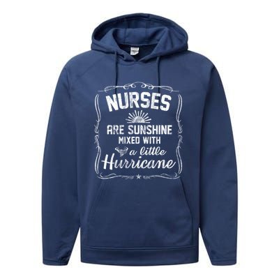 Nurses Are Sunshine Mixed With A Little Hurricane Gift Performance Fleece Hoodie