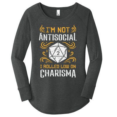 Not Anti Social Low Charisma Funny Rpg Gamer Women's Perfect Tri Tunic Long Sleeve Shirt