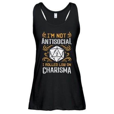 Not Anti Social Low Charisma Funny Rpg Gamer Ladies Essential Flowy Tank