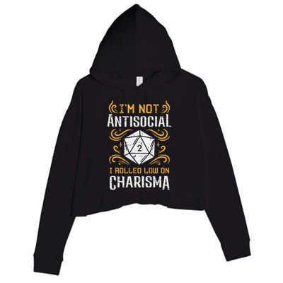 Not Anti Social Low Charisma Funny Rpg Gamer Crop Fleece Hoodie