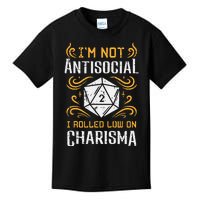 Not Anti Social Low Charisma Funny Rpg Gamer Kids T-Shirt