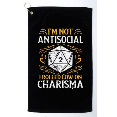 Not Anti Social Low Charisma Funny RPG Gamer Platinum Collection Golf Towel