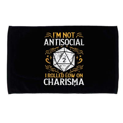 Not Anti Social Low Charisma Funny RPG Gamer Microfiber Hand Towel