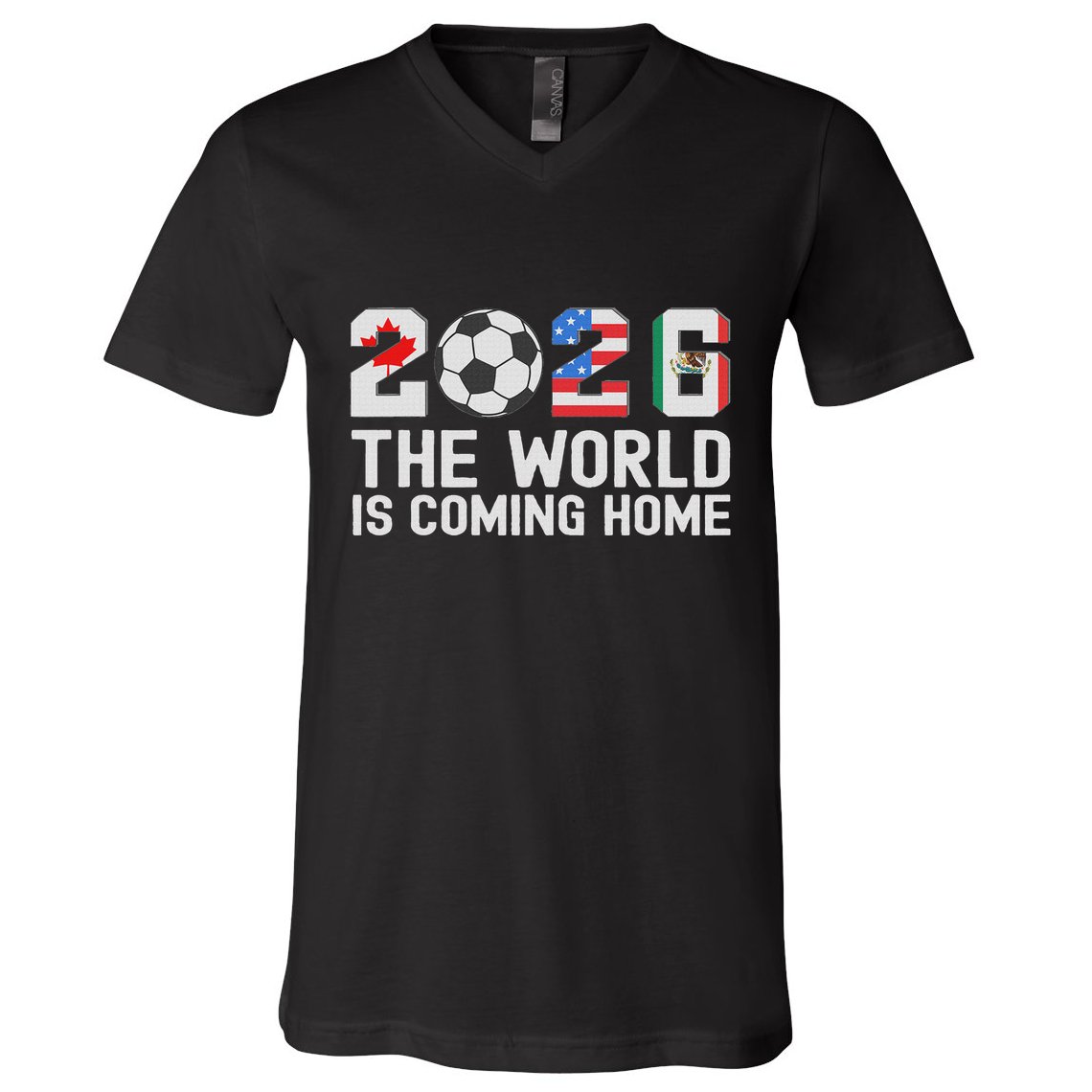 North America Soccer Ball Boy Girl Cool 2026 Football V-Neck T-Shirt