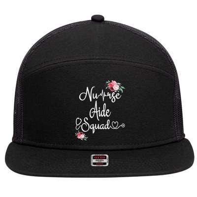 Nurse Aide Squad Flower Nurses Nursing Graduation Medical Gift 7 Panel Mesh Trucker Snapback Hat