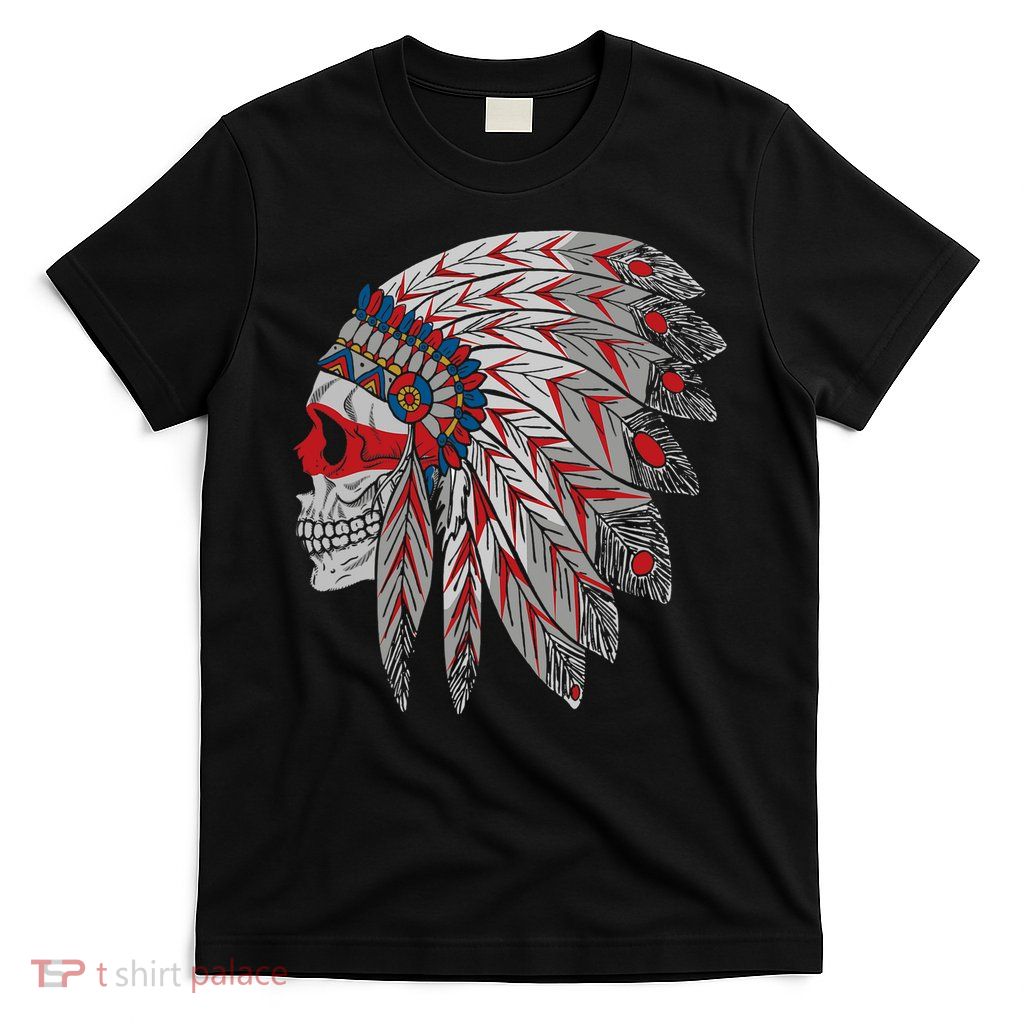 Native American Skull Feathers T-Shirt