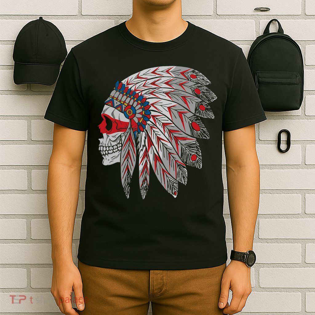Native American Skull Feathers T-Shirt