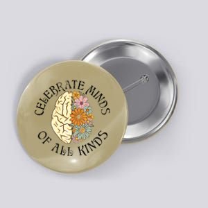 Neurodiversity Autism Spectrum ASD ADHD Rainbow Brain Button