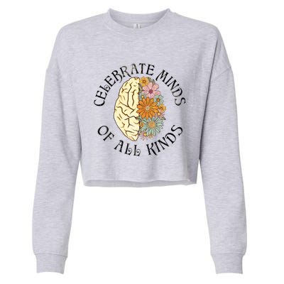 Neurodiversity Autism Spectrum ASD ADHD Rainbow Brain Cropped Pullover Crew