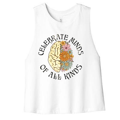 Neurodiversity Autism Spectrum ASD ADHD Rainbow Brain Women's Racerback Cropped Tank