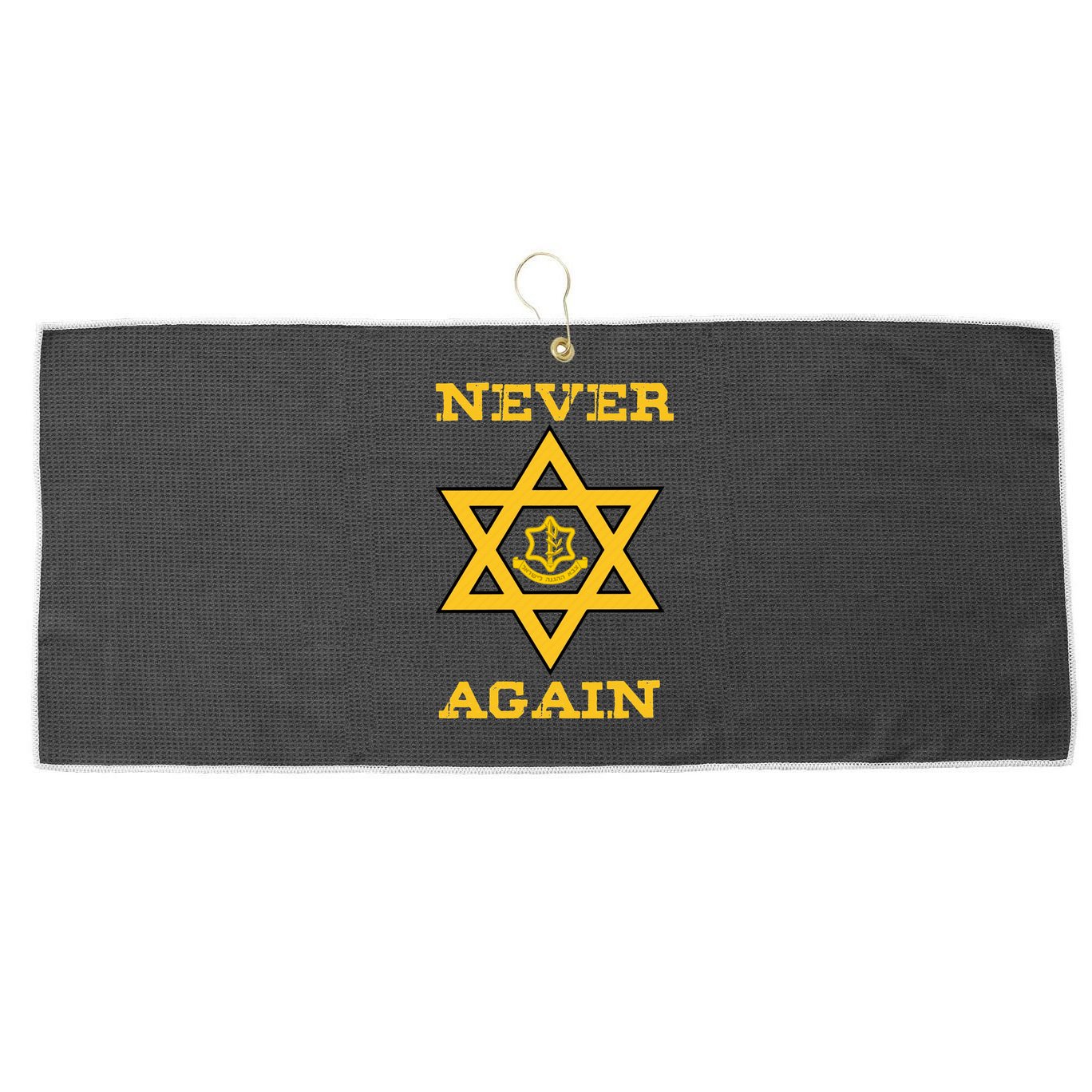 Never Again Support Israel Jewish Star Of David Idf Logo Large Microfiber Waffle Golf Towel