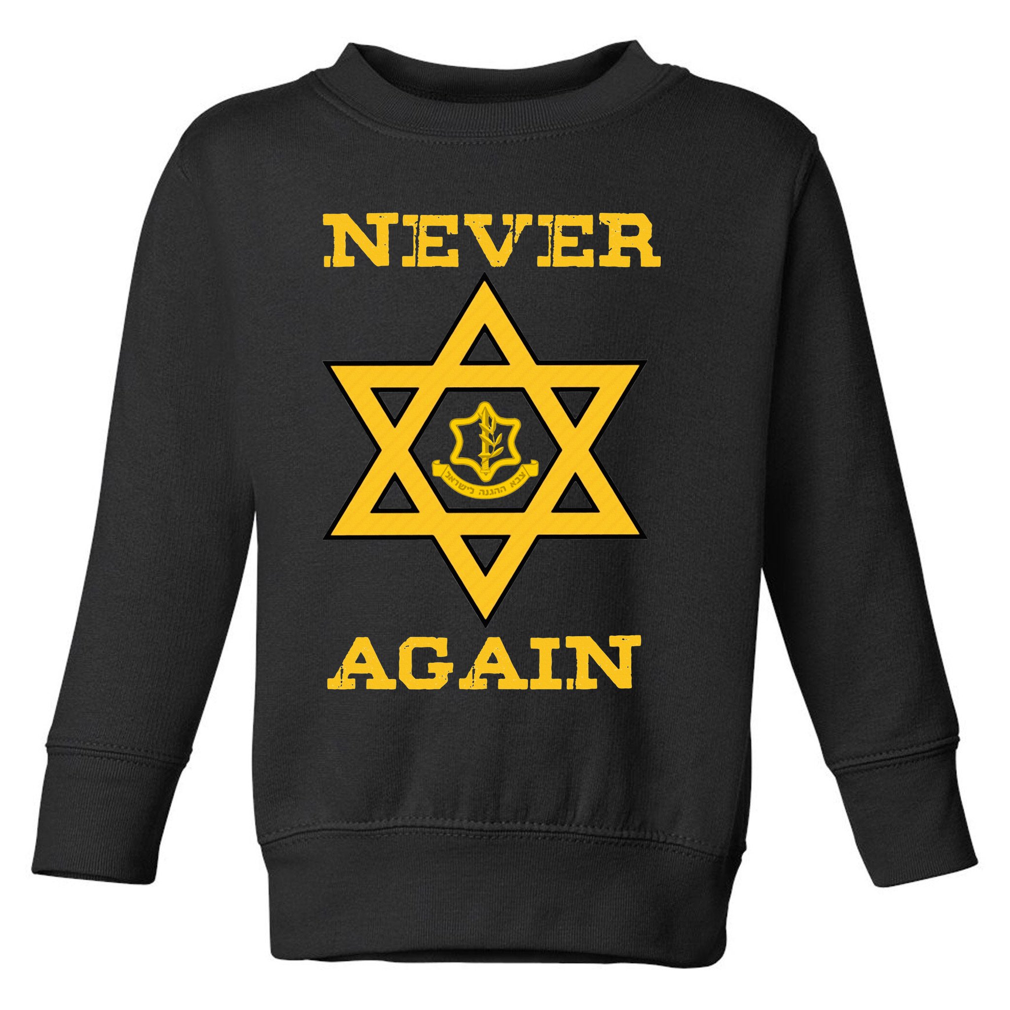 Never Again Support Israel Jewish Star Of David Idf Logo Toddler Sweatshirt
