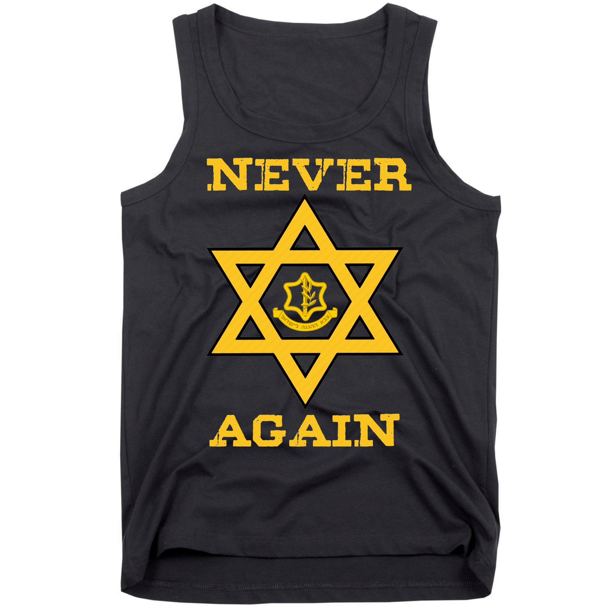 Never Again Support Israel Jewish Star Of David Idf Logo Tank Top
