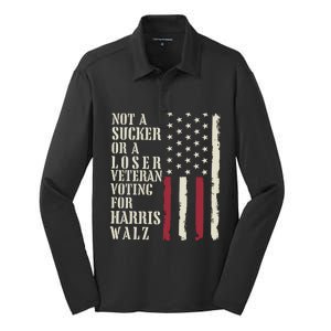 Not A Sucker Or A Loser Veterans Voting For Harris Walz 2024 Silk Touch Performance Long Sleeve Polo